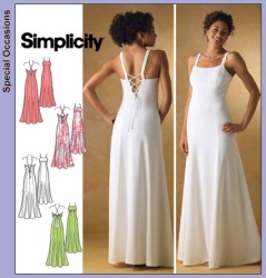 4143 SIMPLICITY BACK LACED EMPIRE STRAPPY FLOOR GOWN PATTERN 6-20 2 SZS